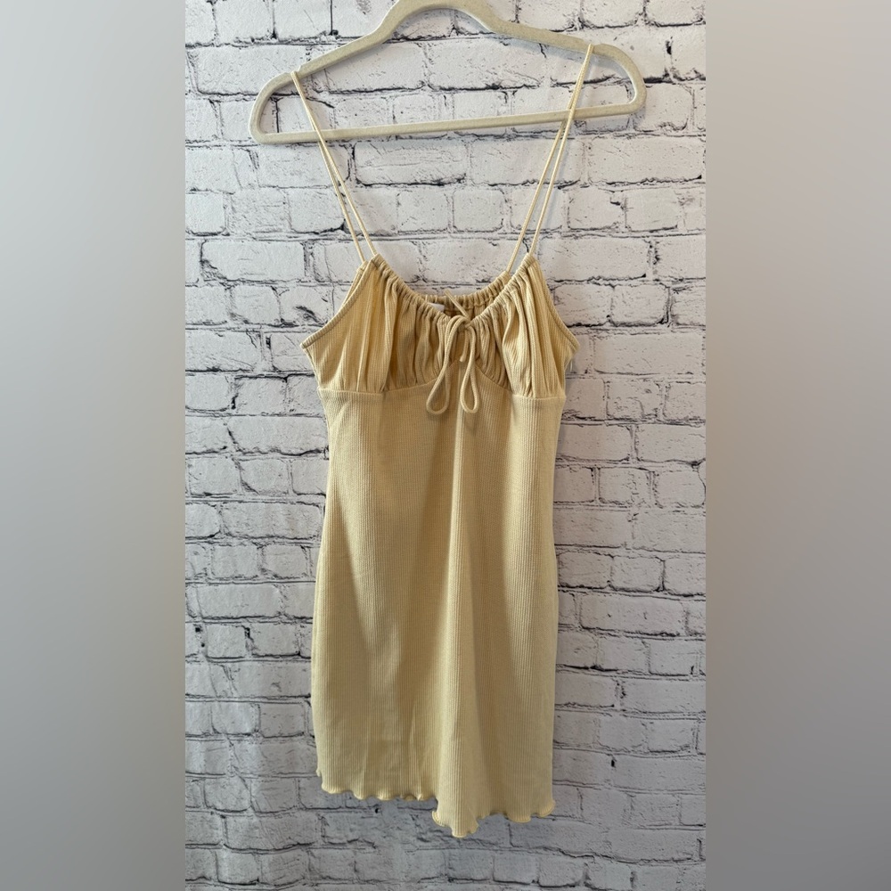 Beige Ribbed Sleeveless Dress